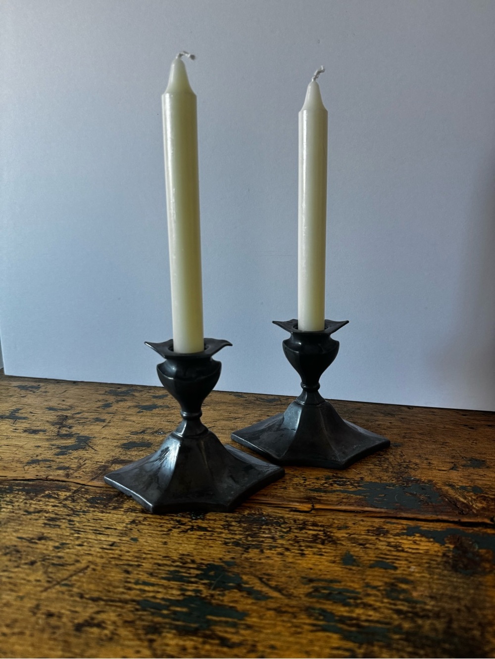 Classic Silver Plated Metal Candlestick Pair